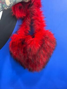 Furry Red Heart Purse